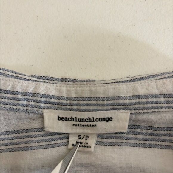 Beach Lunch Lounge Shirt Women's Small Striped Button Up Short Sleeve Collared - Picture 6 of 8